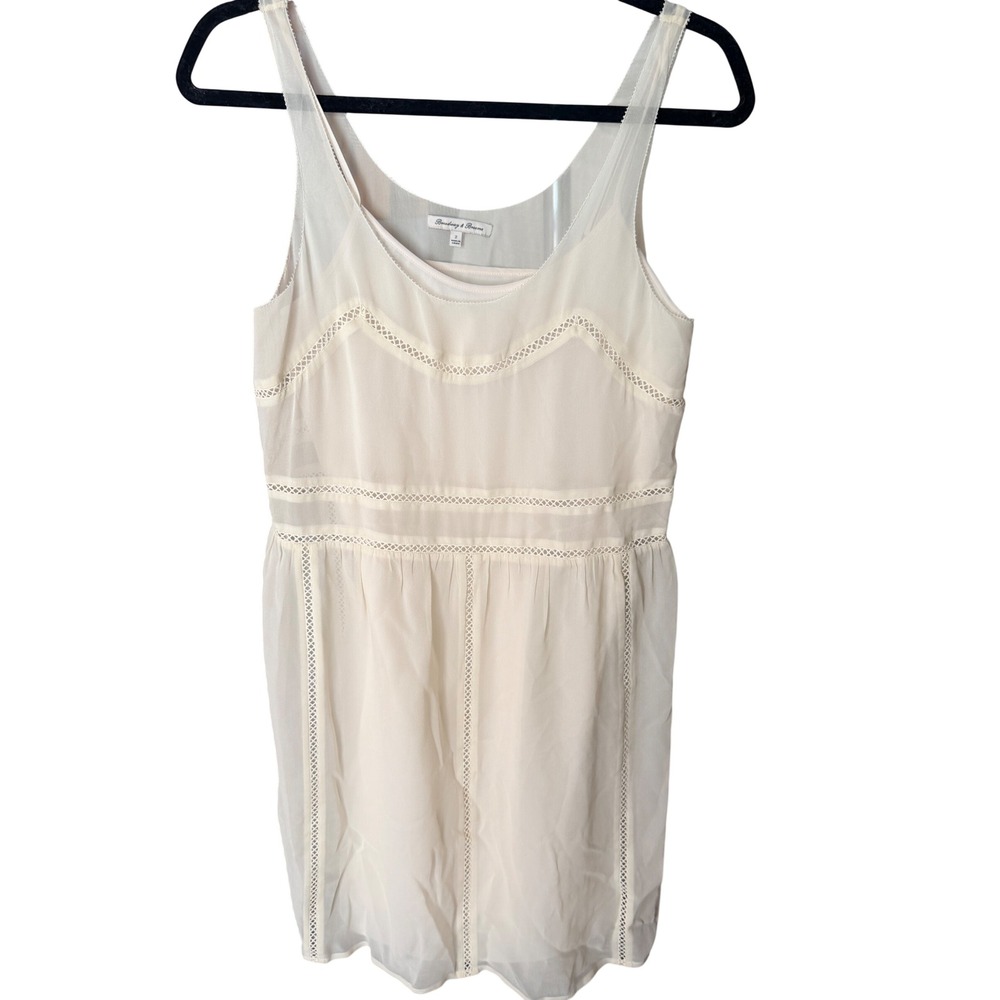 Broadway & Broome Silk Lace Trim Mini Dress Cream Size 2